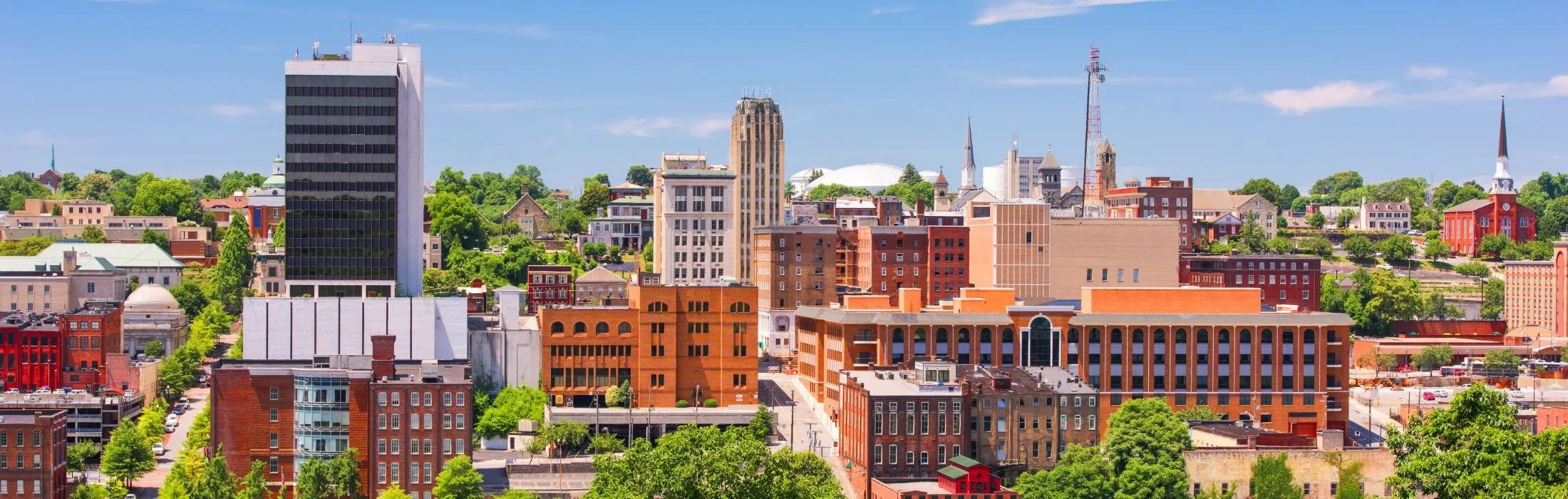 The downtown Lynchburg, Virginia skyline